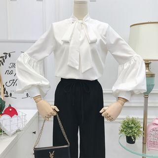 Tie-neckline Bubble-sleeved Blouse