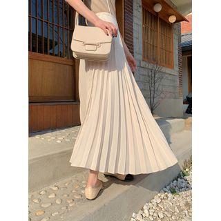 Accordion-pleat Maxi Wrap Skirt