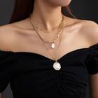 Faux Pearl Layered Necklace 1 Pc - Nz1131 - Faux Pearl Layered Necklace - Gold - One Size