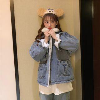 Fleece-lined Button Denim Jacket
