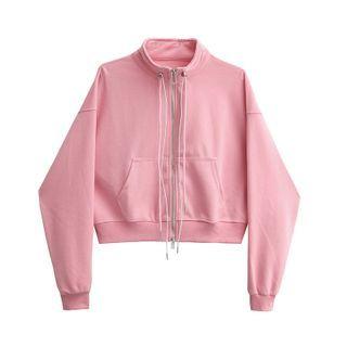Stand Collar Zip-up Cropped Jacket