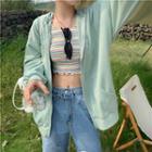 Long Sleeve Plain Zip Hooded Jacket
