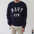 Navy Printed Boxy-fit Sweatshirt