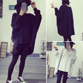Plain Dolman-sleeve Pullover / Printed Color Block Pullover