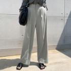 Band-waist Wide Dress Pants Gray - One Size