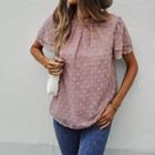 Dotted Mock Neck Shirt Sleeve Top