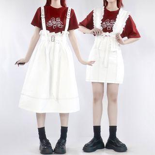 Short-sleeve Print T-shirt / A-line Overall Dress (various Designs)