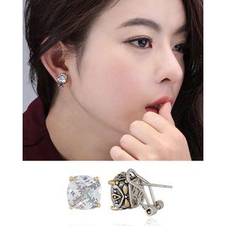 Rhinestone Square Clip-on Earrings