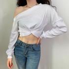 One-shoulder Cropped Long-sleeve T-shirt