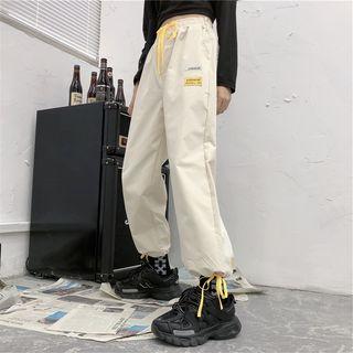 Drawstring Waist Gather-cuff Straight-cut Pants