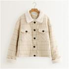 Fleece Trim Plaid Jacket