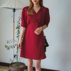 Button-front Tie-waist Dress
