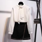Neck Tie Shirt / A-line Skirt / Set