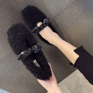 Ribbon Furry Mary Jane Flats
