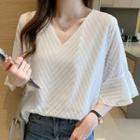 Short-sleeve Flared-cuff Blouse