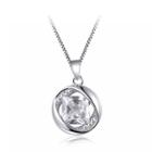 925 Sterling Silver April Birthday Stone Pendant With White Cubic Zircon And Necklace
