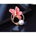 Faux Pearl Alloy Flower Brooch Rose Gold - One Size