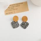 Square Acetate Dangle Earring 1 Pair - S925 Silver - Yellow & White & Black - One Size