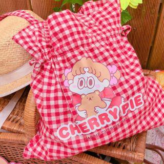 Cherry Pie By Leegong Check Shopper Bag Red - One Size