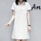 Polo Collar Short-sleeve Mini Shift Dress