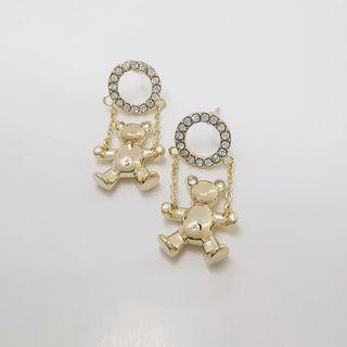 Bear Rhinestone Alloy Dangle Earring