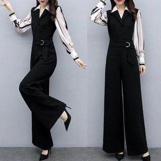 3/4-sleeve Boot-cut Jumpsuit