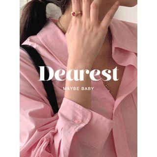 Pocket-front Shirt Pink - One Size