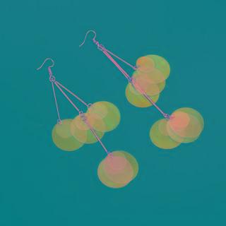 Holographic Disc Fringed Earring As Shown In Figure - One Size