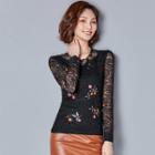 Long-sleeve Embroidered Lace Top
