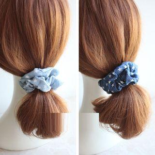 Star Print Denim Hair Tie