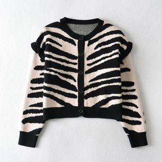 Ruffled Zebra Print Cardigan Zebra Paint - Black & White - One Size