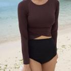 Set: Long-sleeve Swim Top + Bikini Bottom