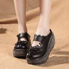 Genuine Leather Platform Wedge-heel Sandals