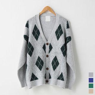 Boxy Argyle Cardigan