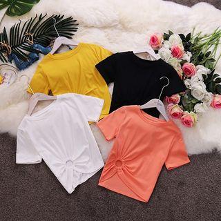 Cut-out Crew-neck Short-sleeve T-shirt