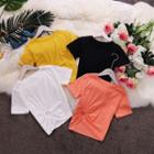 Cut-out Crew-neck Short-sleeve T-shirt