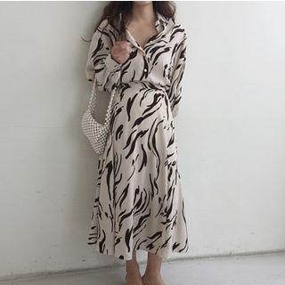 Printed Shirt / Midi A-line Skirt