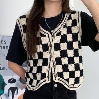 Check Vest Check - Black & White - One Size