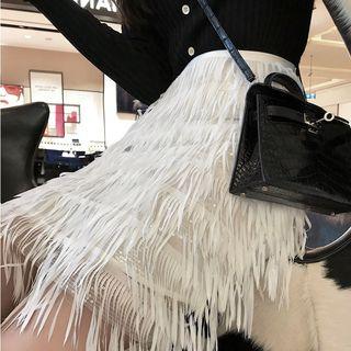 Fringe A-line Mini Skirt