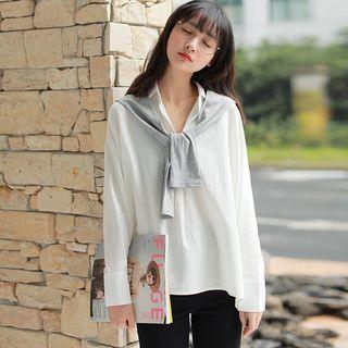 Lace-up Mock Two Piece Top White - One Size