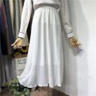 Elastic-waist Plain Pleated Shift Skirt