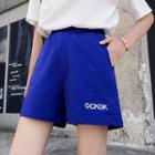Letter Embroidered Wide-leg Shorts