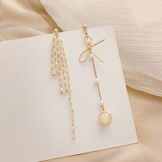 Non-matching Faux Pearl Fringed Earring 1 Pair - E1410 - Gold - One Size