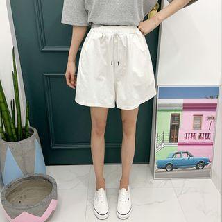 Drawstring A-line Cotton Shorts