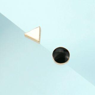 Non-matching Glaze Circle & Triangle Earring 1 Pair - Circle - Earrings - One Size