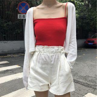 Cropped Tie-front Light Cardigan