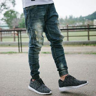Splattered Patched Jogger Jeans