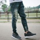 Splattered Patched Jogger Jeans