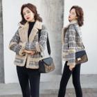 Plaid Panel Snap-buttoned Jacket