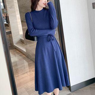 Tie-front A-line Knit Dress